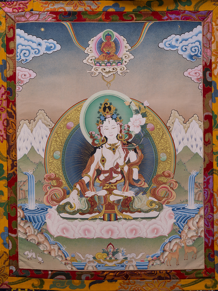 チベット密教 新品 》 手描き タンカ 曼荼羅 パンデンラモ 具徳天母 39